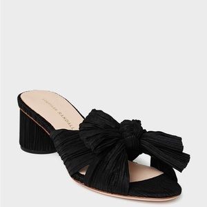 Loeffler Randall Black Emilia Pleated Knot Mules Heel Sandals Size 10